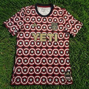 Men's Austin FC adidas Red 2023 Americana x Captain America Pre-Match Top Jersey